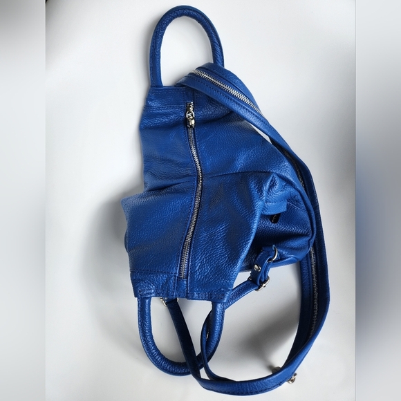 -SOLD-Valentina Italia Blue Leather Sling Backpack/Shoulder Bag/Handbag,  BNWOT - Picture 13 of 16